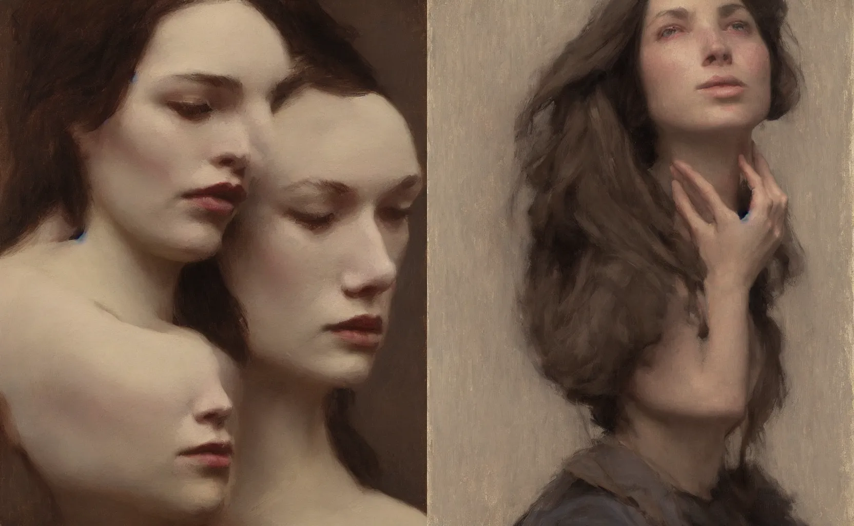 Prompt: Jeremy Lipking painting, one big face of a beautiful woman