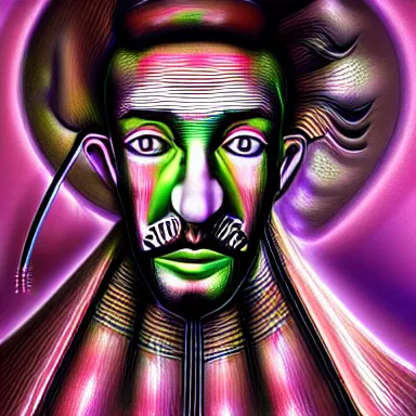 Image similar to portrait of a uncanny artist by Chor Boogie and Salvador Dali collaboration, digital art, mix of aesthetics, close up, high details