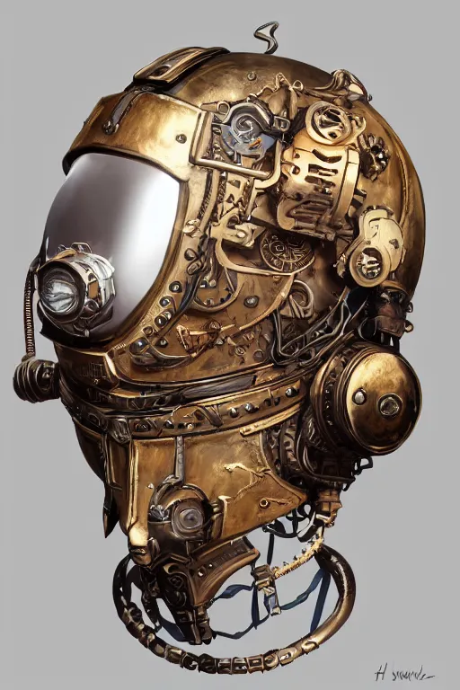 Image similar to steampunk helmet fantasy art mask robot ninja stylized digital illustration sharp focus, elegant intricate digital painting artstation concept art global illumination ray tracing advanced technology chaykin howard and campionpascale and cooke darwyn and davis jack