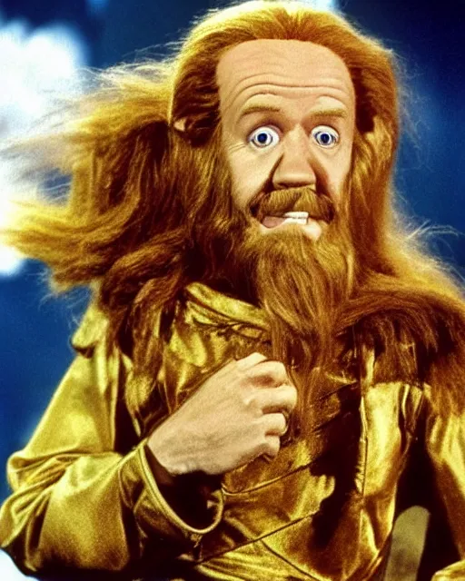Prompt: George Carlin as The Cowardly Lion in The Wizard of Oz