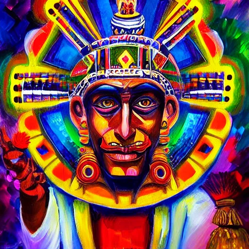 Image similar to DMT Aztec Priest artwork by Afremov, Leonid