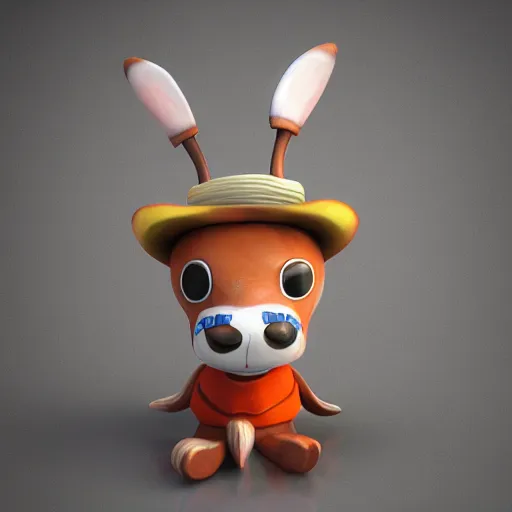 Image similar to tony tony chopper, 3 d sculpture, 3 d cg, soft studio light