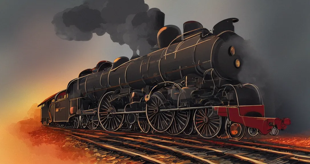 Prompt: cross - section close - up view of a steam train, autumn light, smoke, beautiful, by studio ghibli, digital art, concept art, sharp focus, illustration