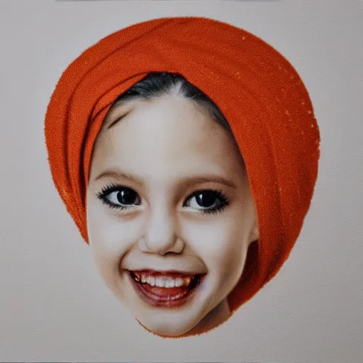 Prompt: angelina lolie face on an ( orange )