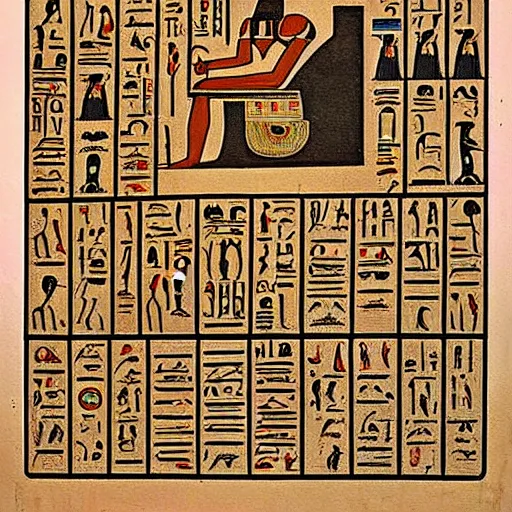 Prompt: a painting of an ancient egyptian hieroglyphic tablet depicting a a cute cat by moebius