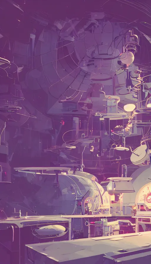 Prompt: laboratory in space, sharp focus, james gilleard, moebius, print, cinematic, game art