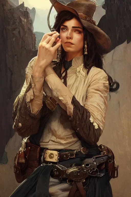 Prompt: portrait of sam eliott, western, gunslinger, duster, fantasy, intricate, elegant, highly detailed, digital painting, artstation, concept art, sharp focus, illustration, art by artgerm and greg rutkowski and alphonse mucha