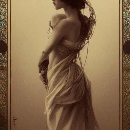 Image similar to beautiful lifelike award winning pencil illustration of lady dimitrescu trending on art station artgerm greg rutkowski alphonse mucha museum quality cinematic atmospheric