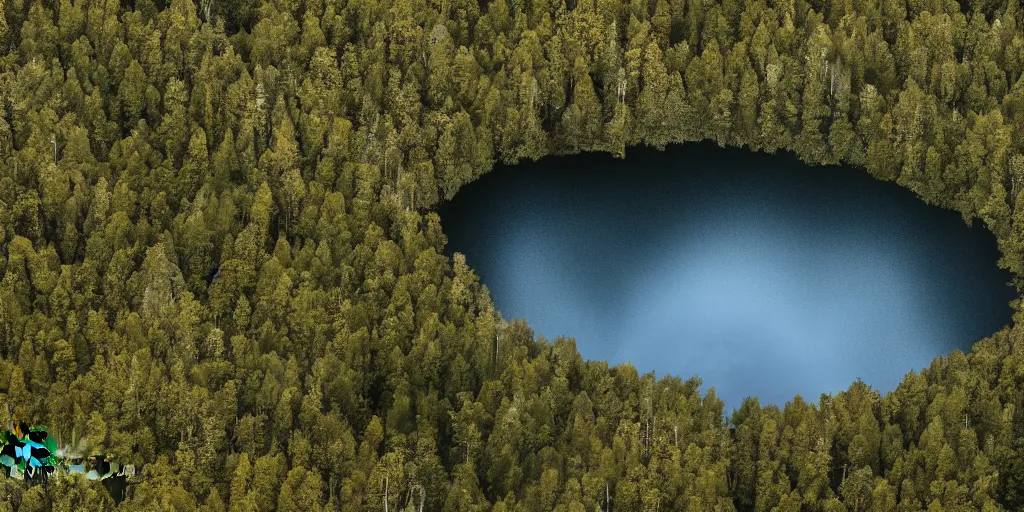 Prompt: photograph of a long rope snaking across the surface of the water, stretching out towards the vortex sinkhole at the center of the lake, a dark lake on a cloudy day, mood, trees in the background, anamorphic lens