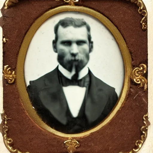 Image similar to a tintype photo of Bigfoot dressed in a tuxedo-H 768