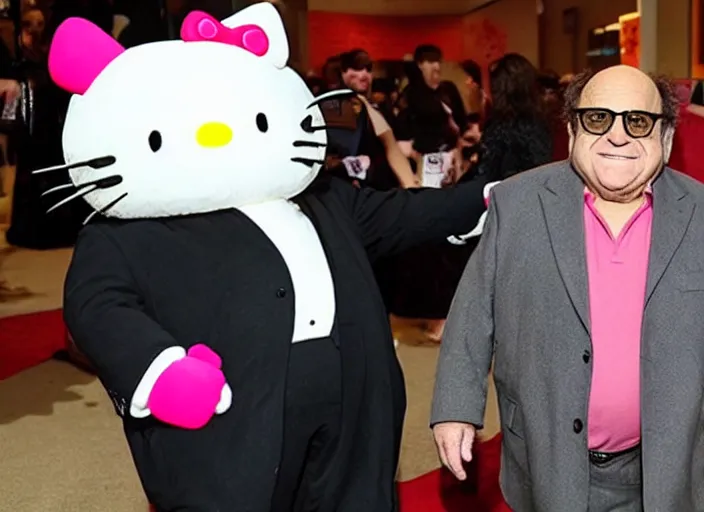 Image similar to danny devito hello kitty