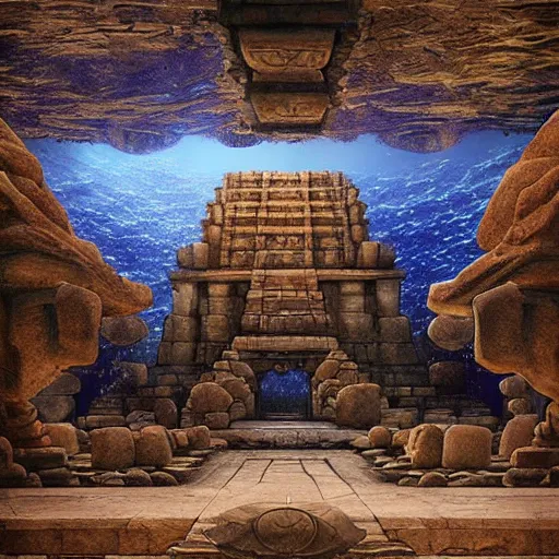 Image similar to underwater temple, james turrel,