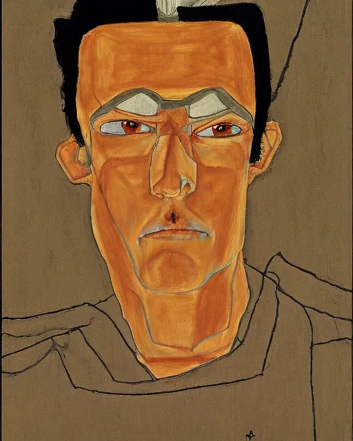 Image similar to portrait of samurai jack by egon schiele in the style of greg rutkowski