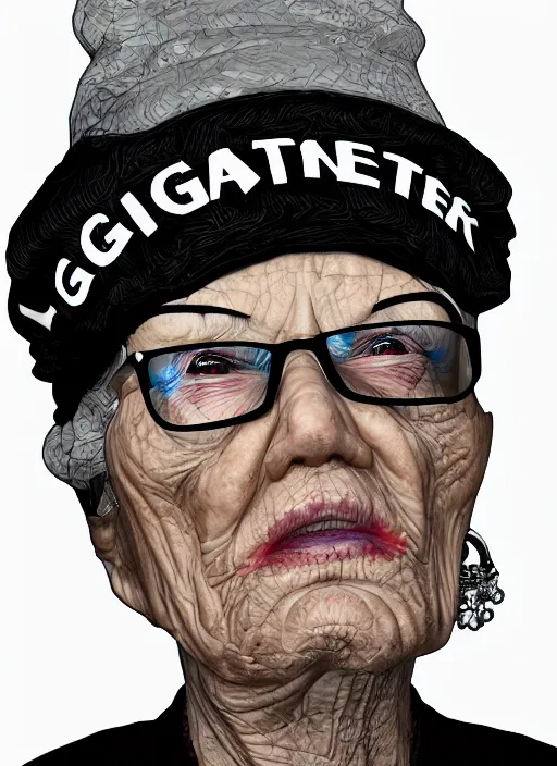 Image similar to gangster granny, detailed digital art