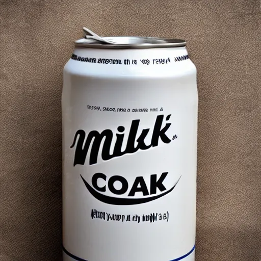 Prompt: milk in a soda can