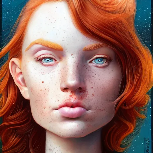 Image similar to Lofi pale redhead with freckles portrait, Pixar style, by Tristan Eaton Stanley Artgerm and Tom Bagshaw.