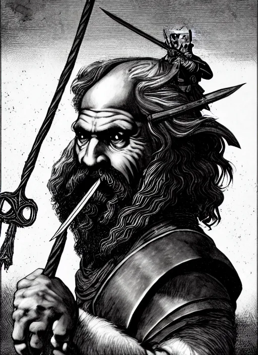 Prompt: dungeons and dragons artwork of karl marx as a barbarian with warpaint, floating eyes around and magic flows in the background, by leonardo da vinci, raphael and richard corben, trending on artstation, award winning art, d & d, 4 k, 8 k