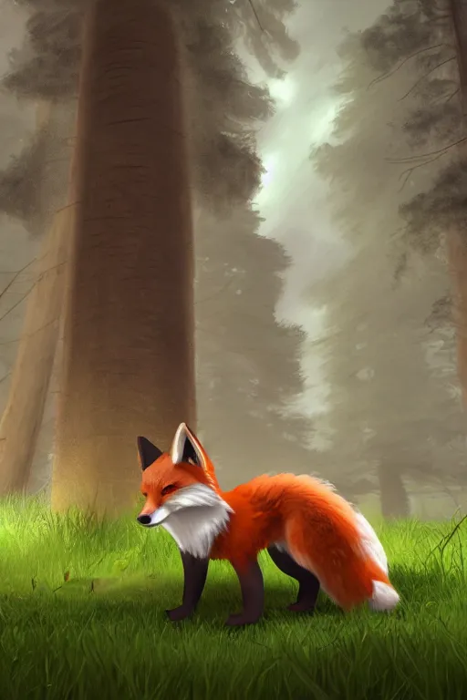 Prompt: a medieval fox furry fursona with a fluffy tail in a forest, backlighting, cgi, rendered in unreal engine, trending on artstation, cartoon