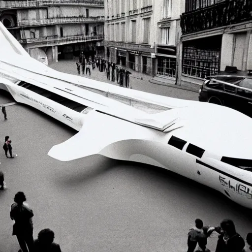 Prompt: a human - concorde chimera, paris 1 9 7 9