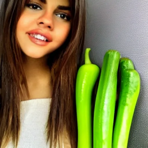 Image similar to photo of human celery with selena gomez face