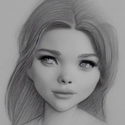 Image similar to milt kahl pencil sketch of chloe grace moretz as snow white