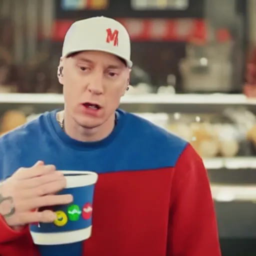 Prompt: eminem in an m & m's commerical