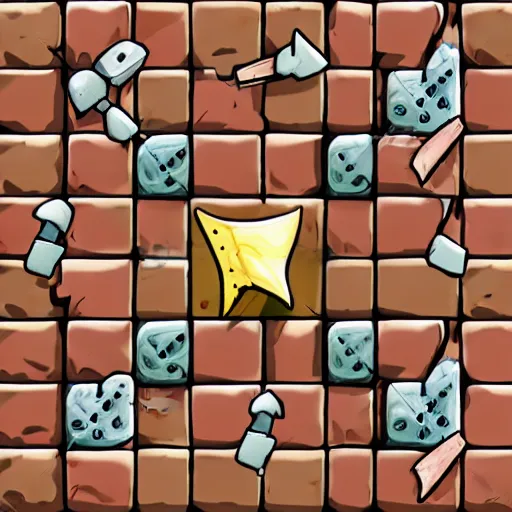 Prompt: cartoon dungeon bricks texture hand painted