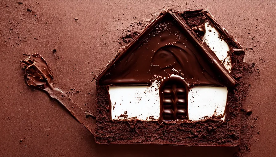 Image similar to House made of melting chocolate ,god rays, incredible lighting, 4k photography award winning,