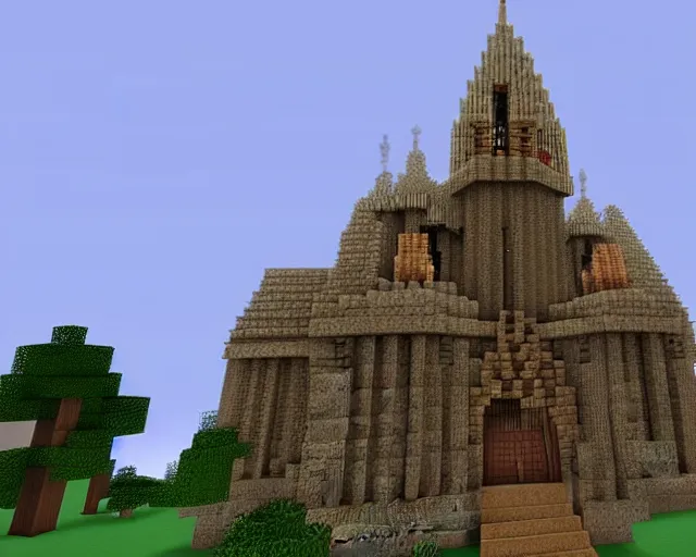 Prompt: A gothic castle built in Minecraft