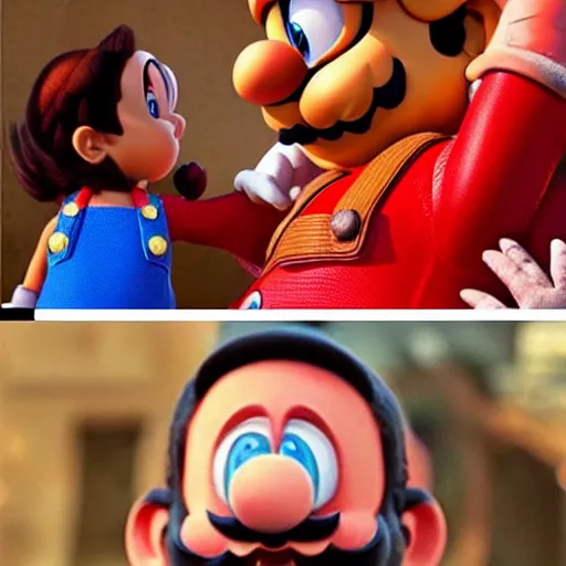 Image similar to “Mario saves peach, live action”