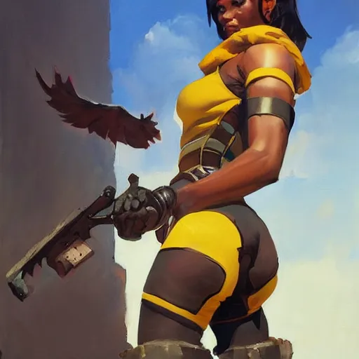 Image similar to greg manchess portrait painting of makima in chainsawman as overwatch character, medium shot, asymmetrical, profile picture, organic painting, sunny day, matte painting, bold shapes, hard edges, street art, trending on artstation, by huang guangjian and gil elvgren and sachin teng