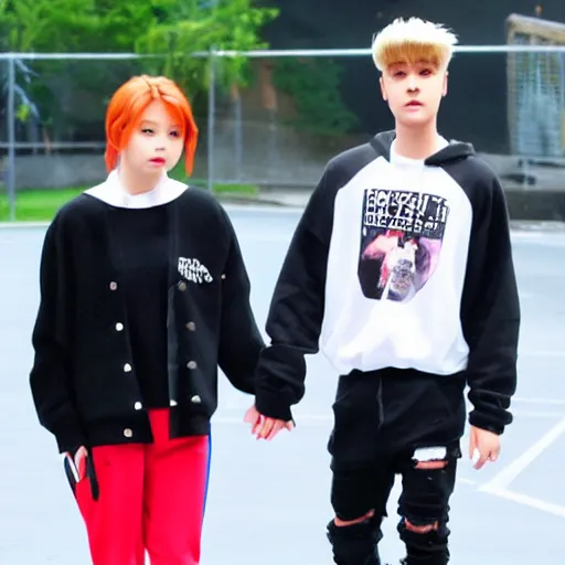 Prompt: justin bieber holding hands with Dahyun