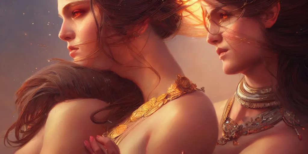 Image similar to portrait of a seductive and powerful aphrodite, detailed intricate illustration, detailed illustration, hd, 4 k, digital art, overdetailed art, by greg rutkowski, by loish, complementing colors, trending on artstation, deviantart