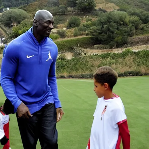 Image similar to michael jordan visiting the campos de sport del sardinero in santander