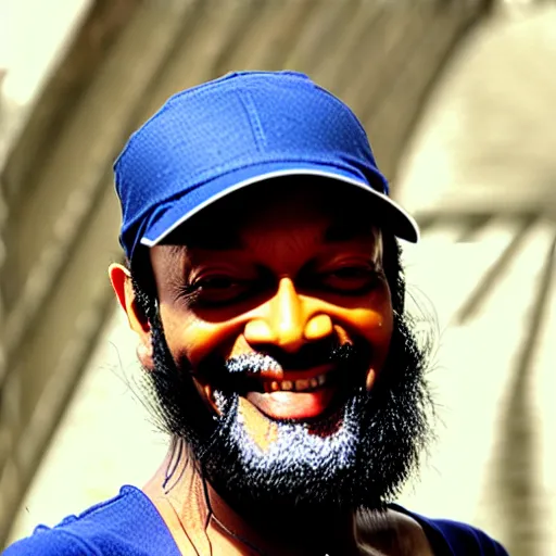 Prompt: osho wearing a supreme cap and smiling with grillz