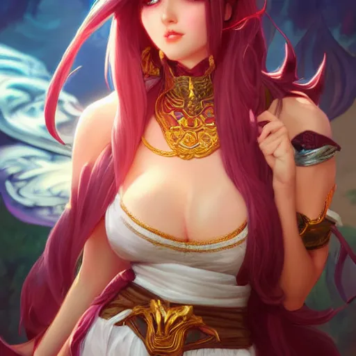 Image similar to perfectly - centered - portrait of ahri from league of legends, intricate, highly detailed, digital painting, artstation, concept art, smooth, sharp focus, illustration, unreal engine 5, 8 k, art by artgerm and greg rutkowski and alphonse mucha