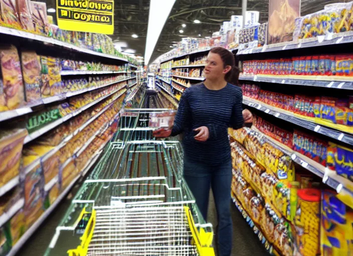 Image similar to professional wildlife photograph of a a person shopping at walmart, cinematic lighting, apex predator, natgeo