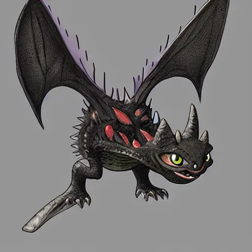 Image similar to toothless and hiccup fused together,