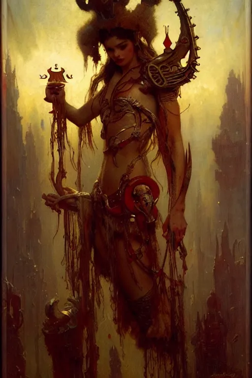 Image similar to the jack of hearts by gaston bussiere, bayard wu, greg rutkowski, giger, maxim verehin