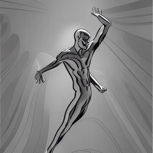 Image similar to dreams of silver surfer, in style of robert mapplethorpe