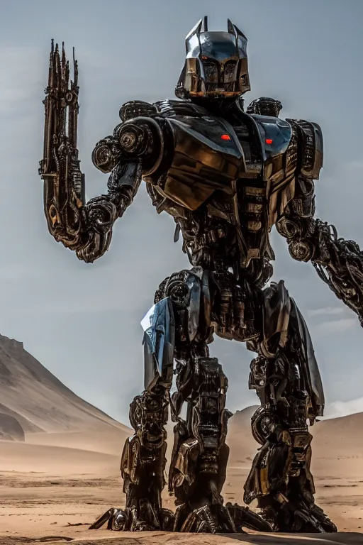 Image similar to cinematic still in westworld and dune movie and pacific rim movie and ps 5 game machine warrior 5, intricate ornate humanoid mecha warrior,