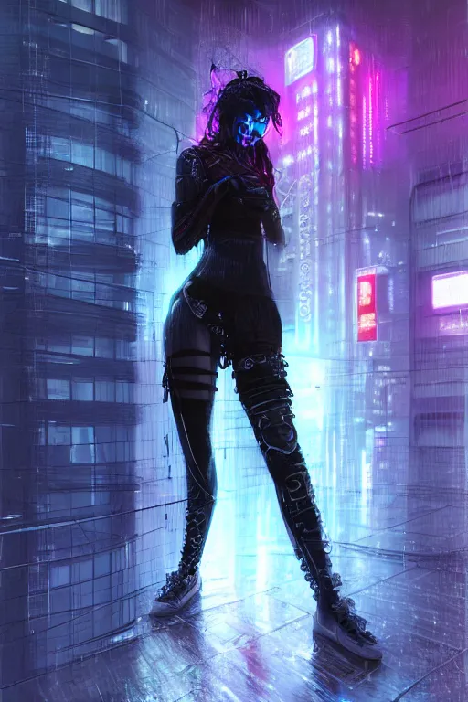 Image similar to portrait futuristic crazy cyberpunk young female Berserker, in futuristic heavily raindrop tokyo rooftop cyberpunk night, ssci-fi, fantasy, intricate, very very beautiful, elegant, neon light, highly detailed, digital painting, concept art, human anatomy, soft light, hdri, smooth, sharp focus, illustration, art by tian zi and craig mullins and WLOP and alphonse mucha