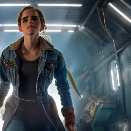 Image similar to Emma Watson in Ready Player One, XF IQ4, 150MP, 50mm, F1.4, ISO 200, 1/160s, natural light