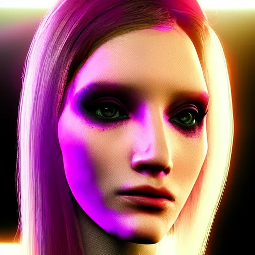 Prompt: “photo portrait the most beautiful alien girl in the world. I can’t believe how she’s beautiful. She is in gorgeous haut couture dresses. Unreal engine 5. Cyberpunk. Synthwave. Artstation. 8K. Hyperdatailed portrait”