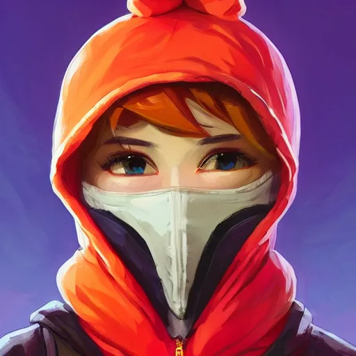 Image similar to Angel cherub balaclava orange mask hoodie fantasy art apex fortnite Video game icon, 2d game art gta5 cover , official fanart behance hd artstation by Jesper Ejsing, by RHADS, Makoto Shinkai and Lois van baarle, ilya kuvshinov, rossdraws