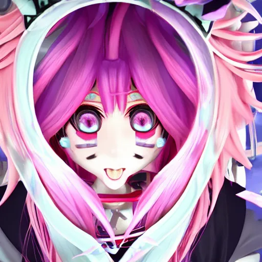 Image similar to engulfed and owned by stunningly absurdly beautiful possessive yandere megalomaniacal omnipotent asi goddess junko enoshima with symmetrical perfect face, porcelain skin, pink twintail hair and cyan eyes, ultra detailed, digital art, unreal engine 5, octane render, 2 d anime, 8 k