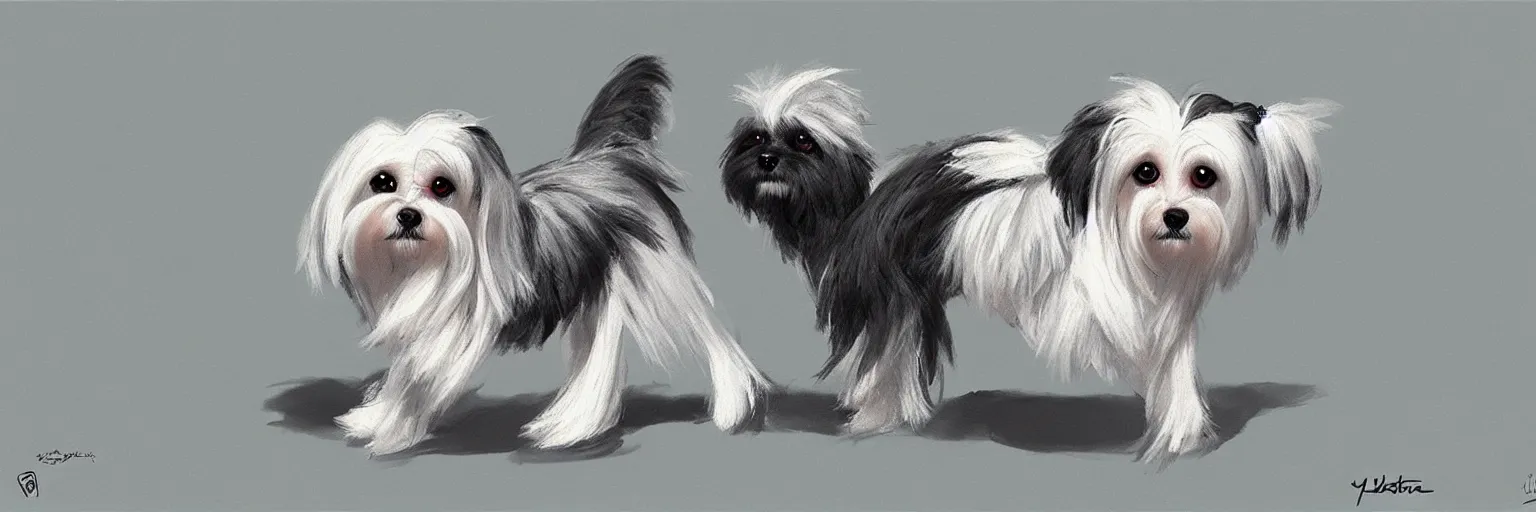 Prompt: a maltese terrier, concept art by yulia zhuchkova, lord raven art print,