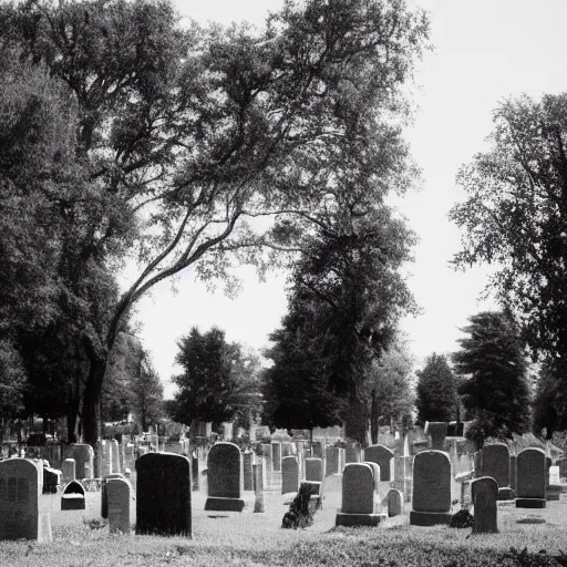 Prompt: photo of a cemetery, tri-x 400