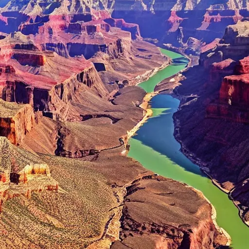 Prompt: picnic at the bottom of the grand canyon, helicopter, golden hour, photography