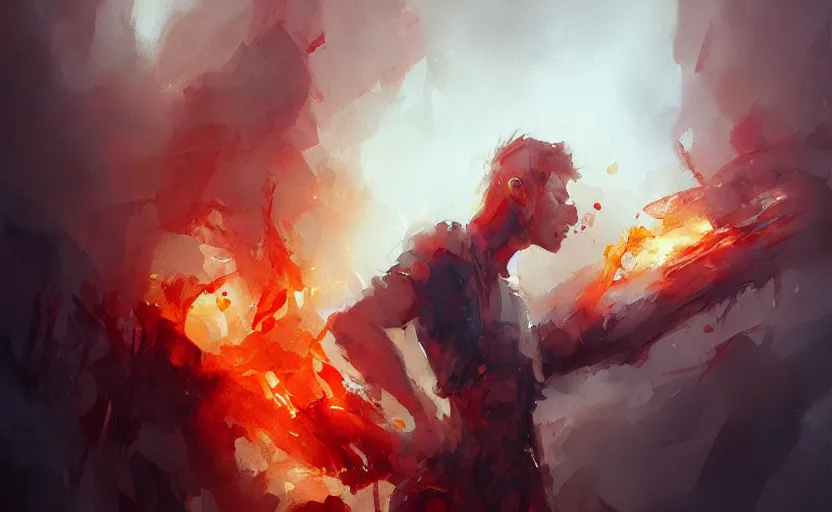 Image similar to a painting of fireblitz trending on artstation in the style of greg rutkowski, 3 d, watercolor, feminine, male, man, portrait